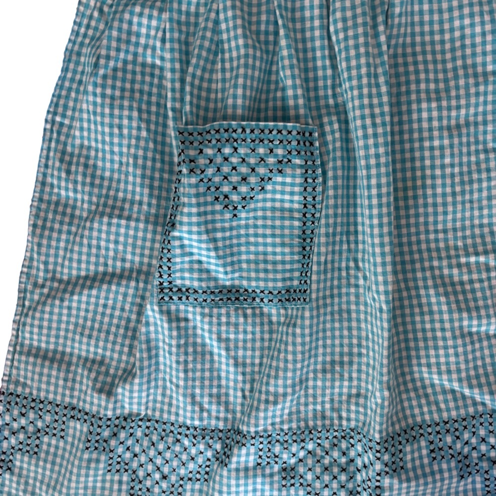 Vintage Cross stitched Apron – Blue Gingham - Picture 2 of 6